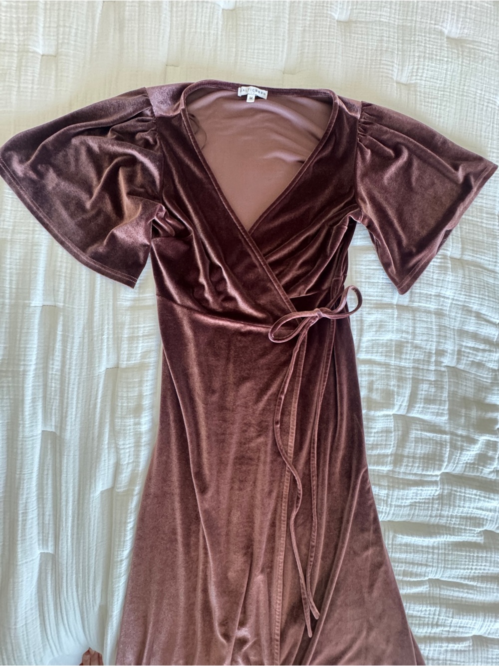 Baltic Born Katelyn Clove Velvet Maxi Wrap Dress Mauve Brown Wedding Guest - Picture 10 of 15
